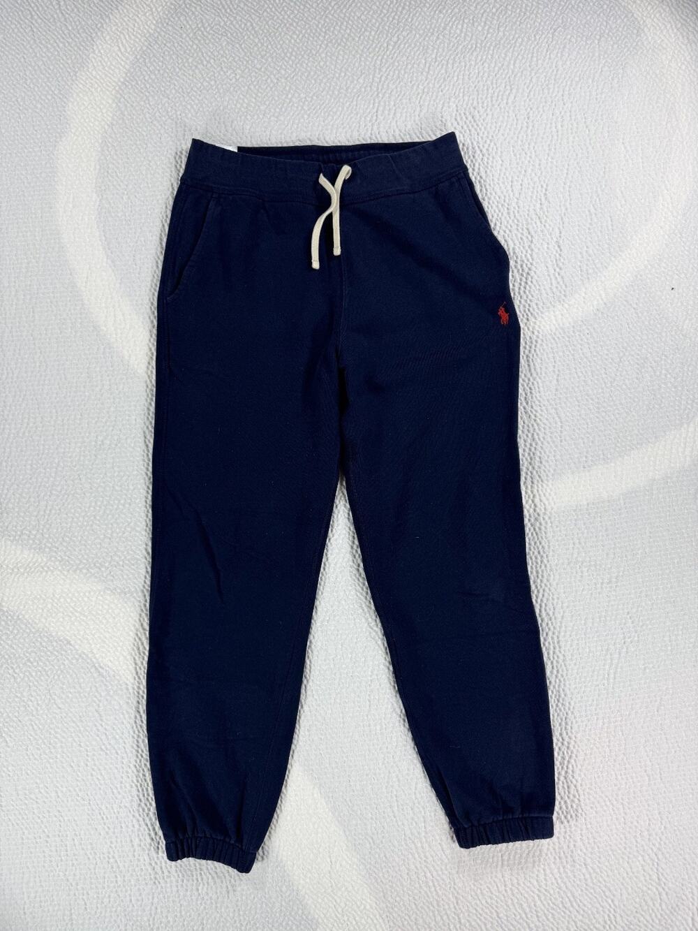 Polo Ralph Lauren Mens Navy Blue Fleece Jogger Sweatpants Medium Logo Drawstring